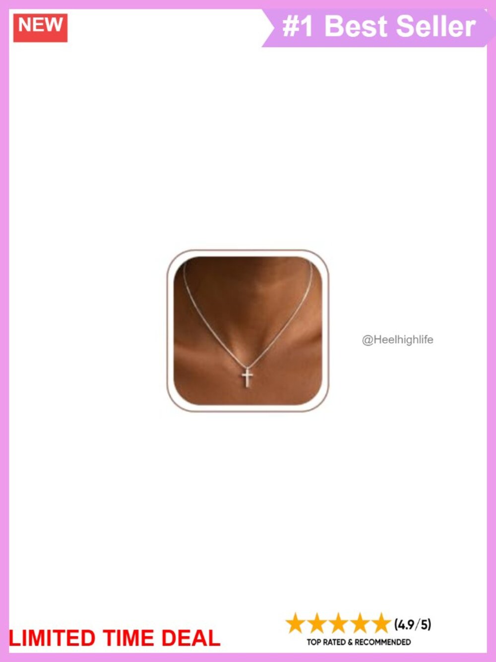 925 Sterling Silver 1mm Box Chain Cross Necklace 20"